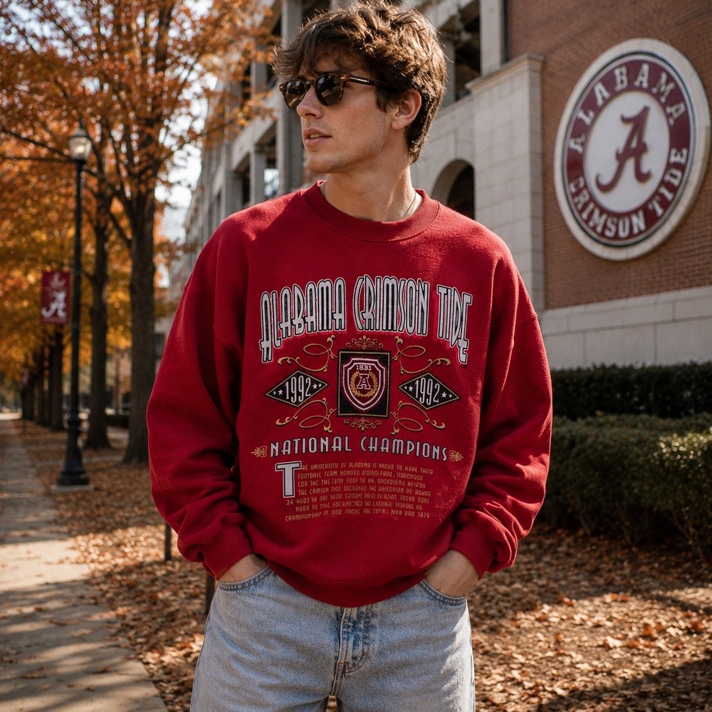 Vintage 1992 Alabama Crimson Tide National Champions Nutmeg Mills Sweatshirt USA